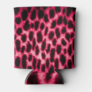 Porta-lata Couro-Leopardo: Textura Vermelho-Preta.