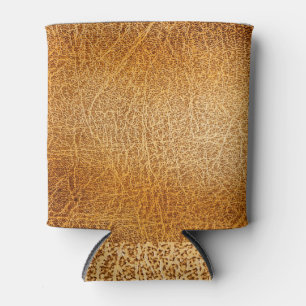 Porta-lata Couro Marrom: Fechamento Detalhado da Textura