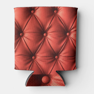 Porta-lata Couro Vermelho Texturizado: Fechamento Detalhado d