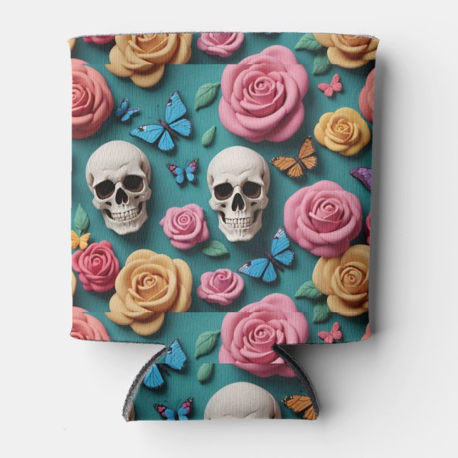 Porta-lata Couve-Rosa e borboletas (Frente)