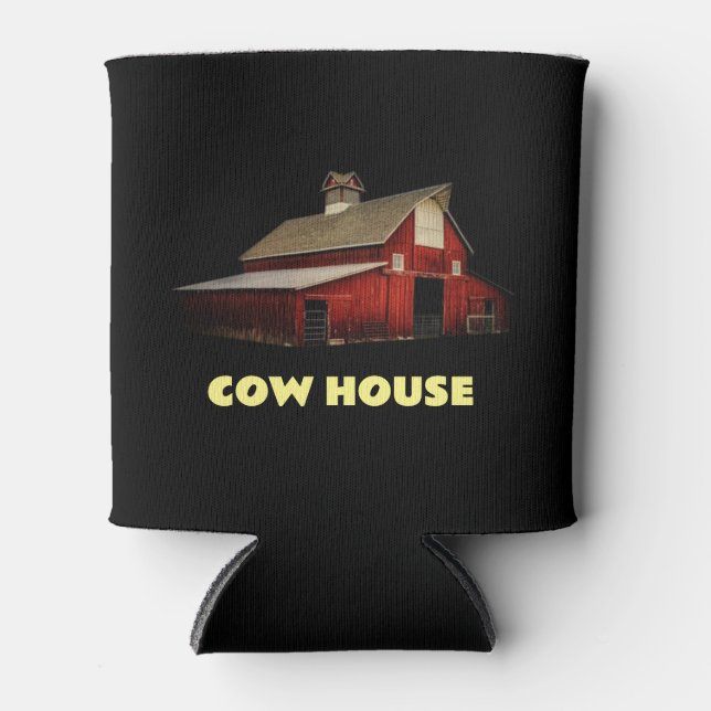 Porta-lata Cow House Barn Beber Cooler Can Koozie (Frente)