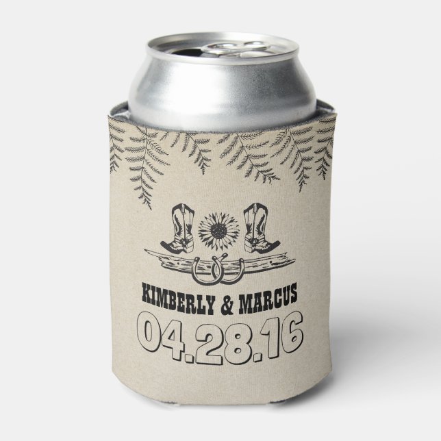 Porta-lata Cowboy Boots Girassol e ferradura russa (Can Front)