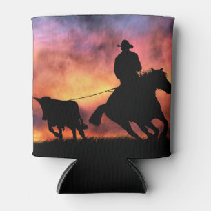 Porta-lata Cowboy Steer Roping off Horse