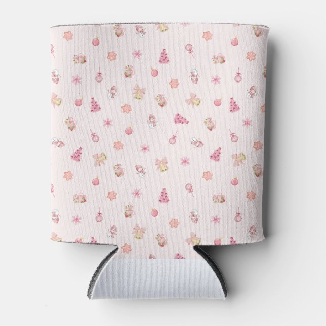 Porta-lata Cozy Pink Christmas Pattern (Frente)