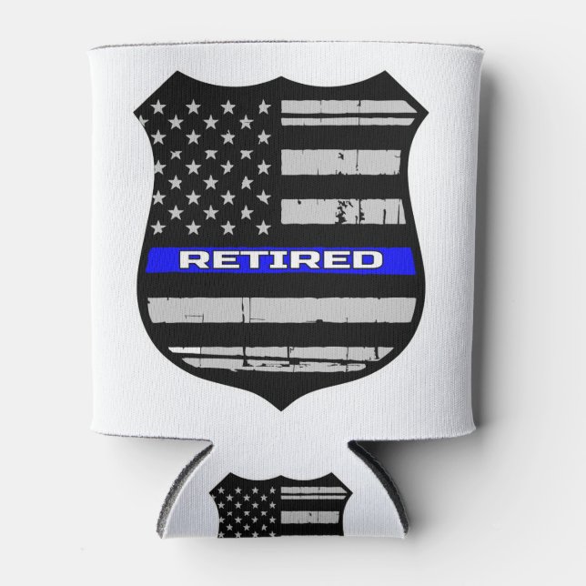 Porta-lata Crachá da Polícia - Linha Azul Aposentada (Frente)