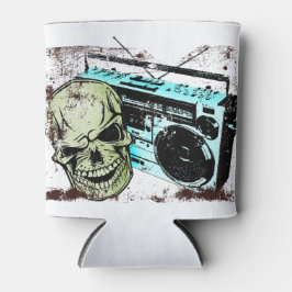 Porta-lata Crânio de Grunge ouvindo uma caixa de expansão ret