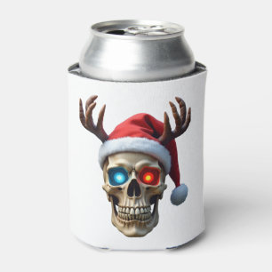 Porta-lata Crânio de Natal com Santa Hat e Antlers Místico