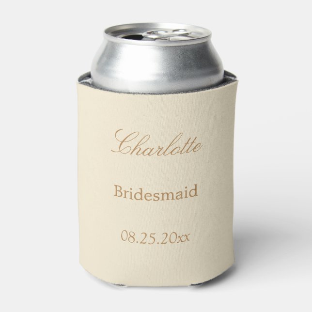 Porta-lata Creme Beige Bridesmaid Favor Elegante Pode Resfria (Can Front)