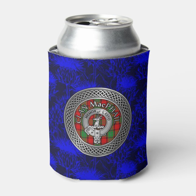 Porta-lata Crest e Nó de Tartan do Clã MacPhail (Can Front)