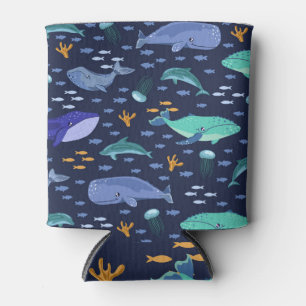 Porta-lata Criaturas marinhas: baleias, padrão de águas-vivas