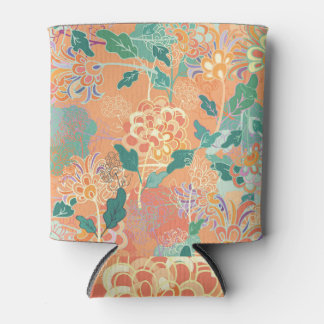 Porta-lata crisântemo chinês: padrão laranja floral.