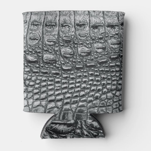 Porta-lata Crocodilo Noir: Preto Couro Mito (Frente)