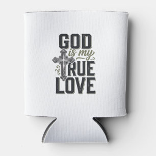 Porta-lata Cruz Cristã Deus É Meu Verdadeiro Amor Vetor