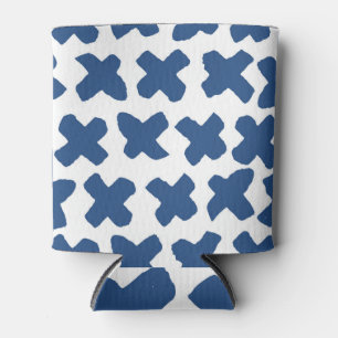 Porta-lata Cruzes Shibori: Padrão do Indigo Batik