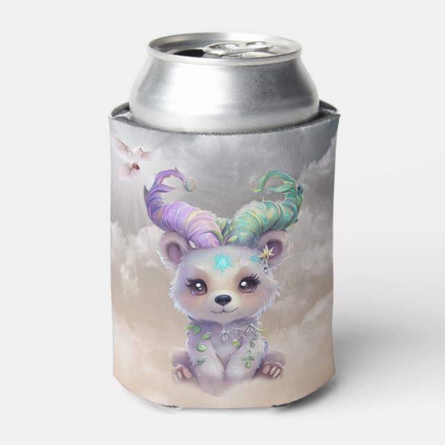 Porta-lata Cubo de urso mágico com brilho pastel. (Can Front)