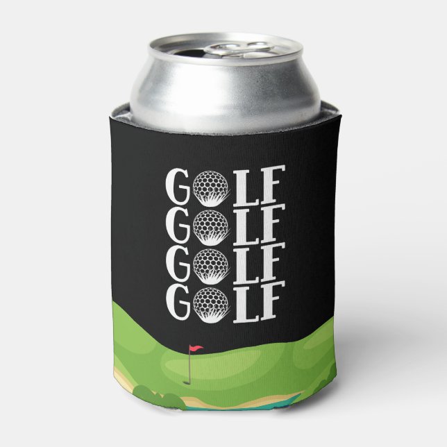 Porta-lata Curso de golfe com golfe no fundo negro (Can Front)