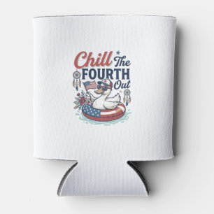 Porta-lata Curtir O Quatro Patriótico Pato Vetor Camisa_1