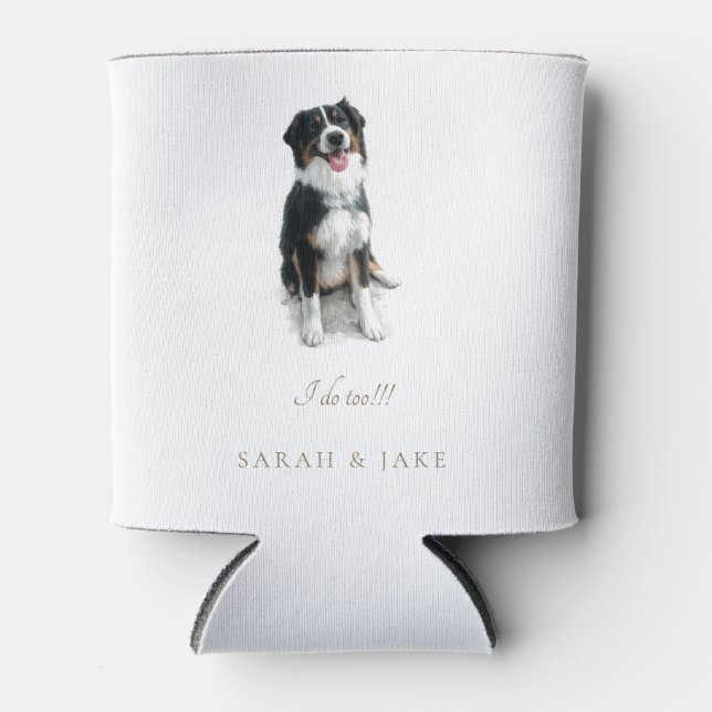 Porta-lata Custom Australian Shepherd Wedding Napkins (Frente)