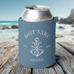Porta-lata Custom Boat Name Coastal Anchor Nautical Lake<br><div class="desc">Elevate your time on the water with this custom boat name can cooler featuring a classic anchor and ship wheel crest. Personalized with your boat name, location, and established date, this nautical drink holder is perfect for lake days, marina evenings, and relaxed coastal weekends. The clean maritime emblem paired with...</div>