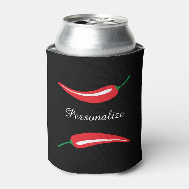 Porta-lata Custom hot red chili pepper beverage can cooler (Can Front)