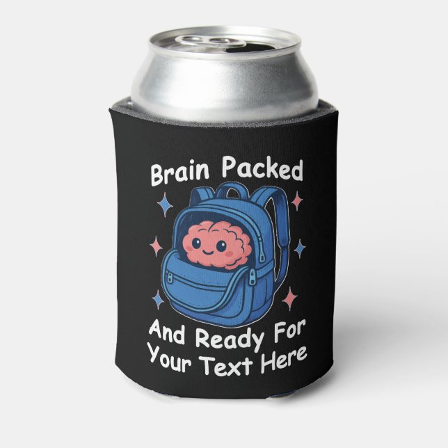 Porta-lata Cute Back-to-School Customizable “Brain Ready" (Can Back)