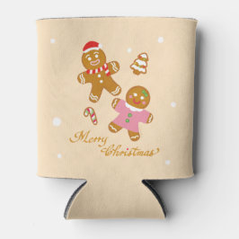 Porta-lata Cute Gingerbread Christmas Personalized Can Cooler