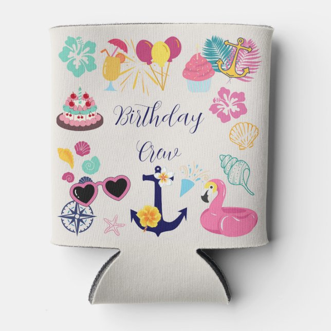 Porta-lata Cute Nautical Birthday (Frente)