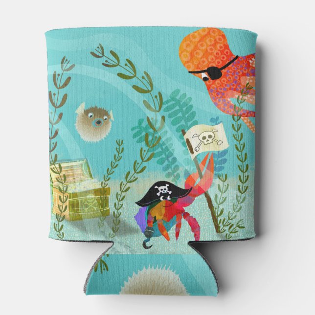 Porta-lata Cute Ocean Friends with Pirate Theme Can Cooler (Traseira)