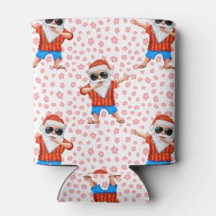 Porta-lata Dabbing Beach Santa Claus em uma camisa Aloha com