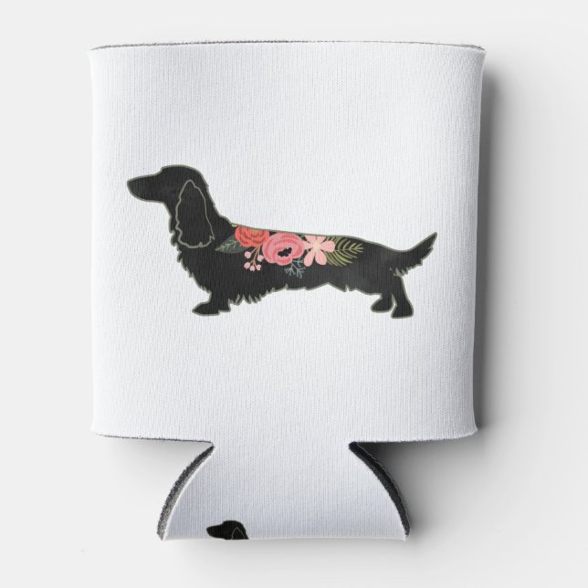 Porta-lata Dachshund Bohemian Floral Silhouette (Frente)