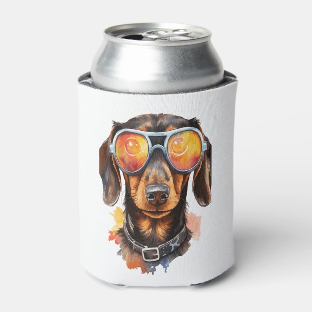 Porta-lata Dachshund com óculos de sol (Can Front)