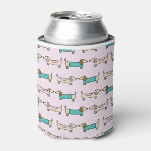 Porta-lata Dachshunds bonitos no rosa
