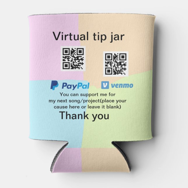 Porta-lata Dádiva virtual jar q r código doação de moeda PayP (Frente)