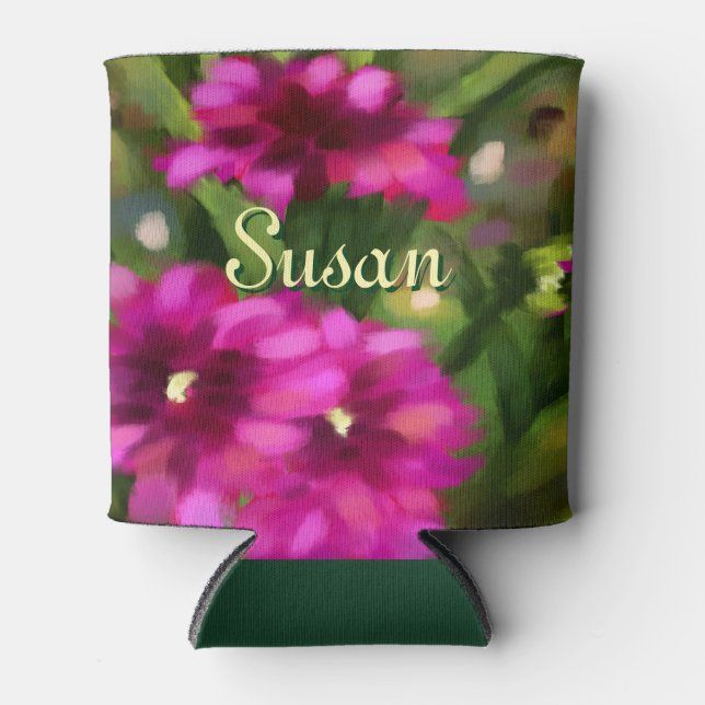 Porta-lata Dahlia Floral Garden Flowers Magenta (Frente)