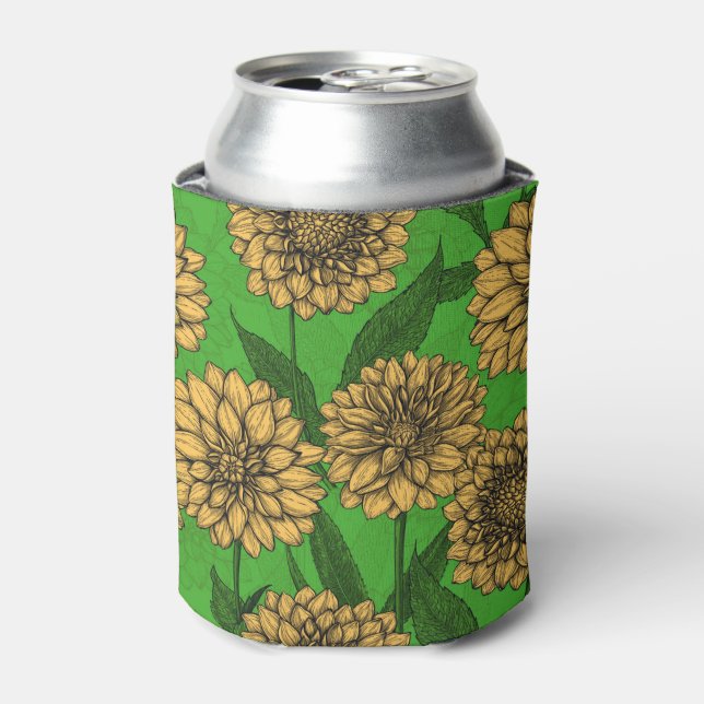 Porta-lata Dahlias em amarelo e verde (Can Front)