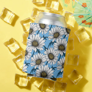 Porta-lata Daisies, flores silvestres em azul