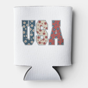 Porta-lata Daisy Flower USA Flag 4° do Patriótico de julho