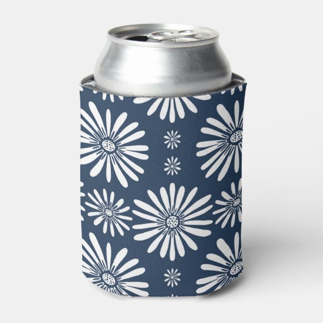 Porta-lata Daisy Pattern Blue White (Can Front)