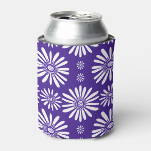 Porta-lata Daisy Pattern Purple White Can Cooler