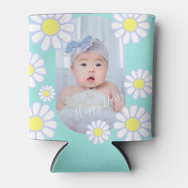 Porta-lata Daisy Simple Pastel Aqua Photo Baby (Frente)