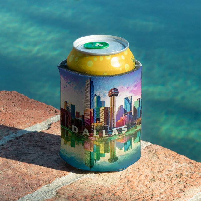 Porta-lata Dallas Skyline Abstrato Art (Piscina in situ)