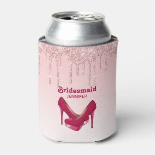 Porta-lata Dama de honra cor-de-rosa moderna dos gotejamentos