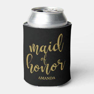 Porta-lata Dama de Honra Dourado e Preto Brilho Despedida de