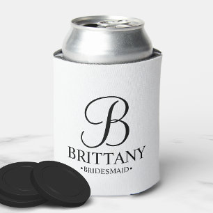 Porta-lata Dama de honra personalizada preto e branco