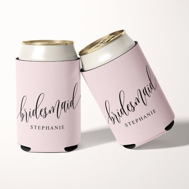 Porta-lata Dama de Honra Rosa Modern Script  (Criador carregado)