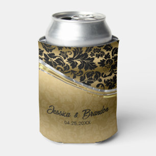 Porta-lata Damascos pretos & Dourados elegantes com acentos