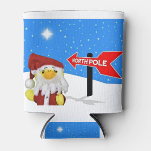 Porta-lata Danny Duck como Papai Noel vai para o Polo Norte.