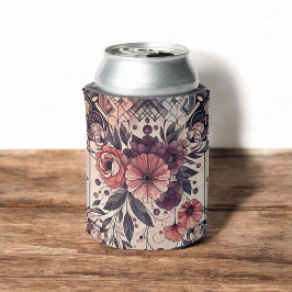 Porta-lata Dark Romance Burgundy Art Deco Floral Summer