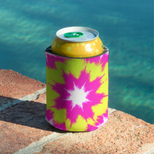 Porta-lata Dazzle Moderno Rosa Verde Amarelo Tie Dye