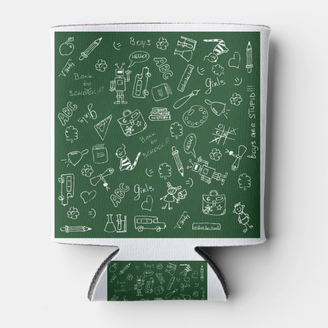 Porta-lata de volta aos rabiscos escolares (Frente)